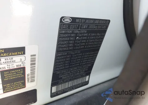 2017 Land Rover Range Rover Sport 3.0L V6 Supercharged Hse z USA, uszkodzony, nr VIN SALWR2FVXHA682785